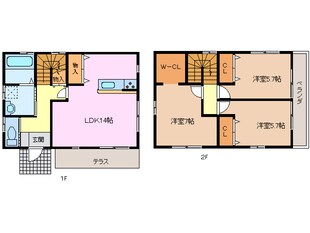 玉垣駅 徒歩13分 1階の物件間取画像